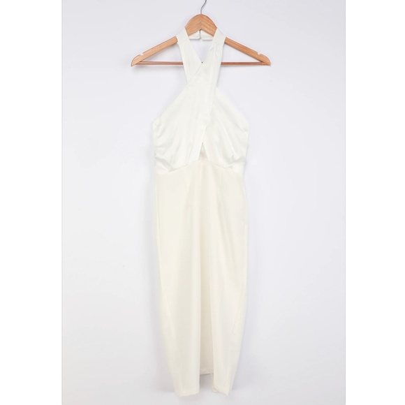 LULUS Hurley White Crisscross Halter Bodycon Midi Dress - Picture 3 of 4